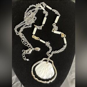 Chico's Seashell Reversible Necklace Two Tone Silver Gold Shell Beads 34"